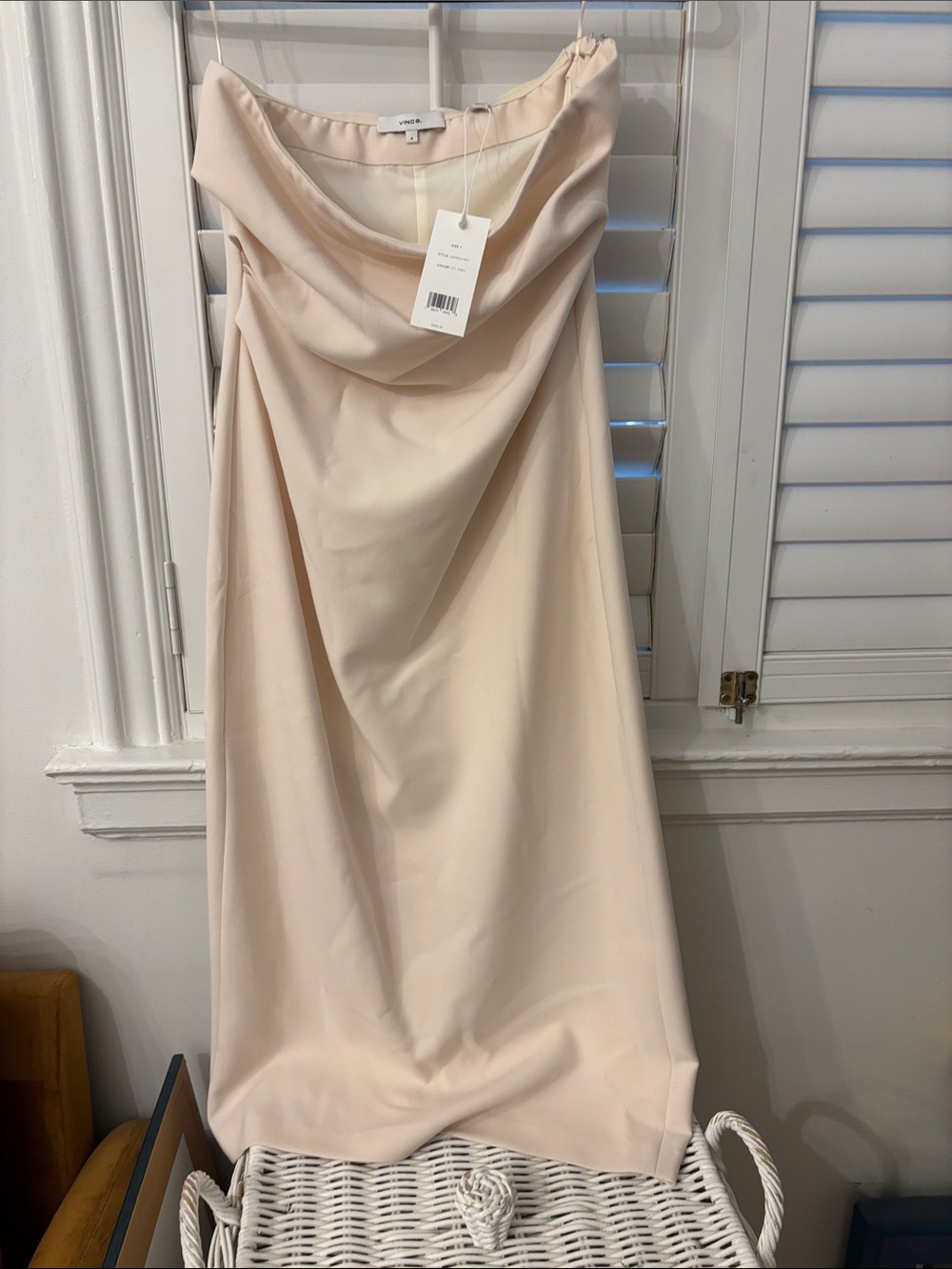 Vince Strapless Cowl Neck Slip Dress in Cream